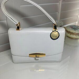 Vintage Koret White Leather Evening Bag – Original Tag & Coin Purse – 1960s Mid-
